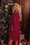 Red Tie Back Square Neck Velvet Babydoll Dress-Dresses-MomFashion