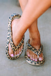 Leopard Print Thick Sole Flip Flops-Shoes & Bags-MomFashion