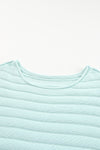 Green Exposed Seam Ribbed Knit Dolman Top-Tops-MomFashion