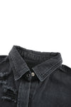 Black Ripped Denim Jacket-Outerwear-MomFashion