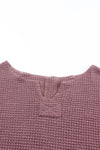 purple Waffle Knit Loose Long Sleeve Top-Tops-MomFashion