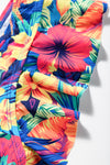 Floral Print Front Tie High Waist Bikini Swimsuit with Ruffles-Swimwear-MomFashion