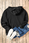 Black Fleece Lined Kangaroo Pocket Drawstring Chunky Hoodie-Tops/Sweatshirts & Hoodies-MomFashion