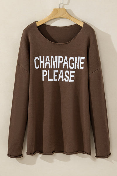 Desert Palm Champagne Please Graphic Sweater-Tops-MomFashion