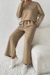 Khaki Ultra Loose Textured 2pcs Slouchy Outfit-Loungewear-MomFashion