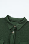 Green Contrast Flap Pockets Relaxed Shacket-Outerwear-MomFashion