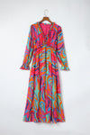 Multicolor Wild Lotus Ruffle Tiered Maxi Dress-Dresses-MomFashion