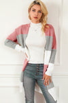 Green Colorblock Stripe Open-Front Cardigan-Tops-MomFashion