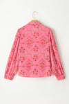 Strawberry Pink Aesthetic Floral Puff Sleeve Shirt-Tops-MomFashion