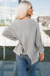 Khaki Colorblock Stitching Irregular Hem Long Sleeve Top-Tops-MomFashion