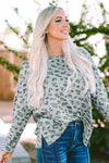 Leopard Animal Print Stitching Loose Long Sleeve Top-Tops-MomFashion