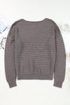 Gray Textured Knit Round Neck Dolman Sleeve Sweater-Tops-MomFashion