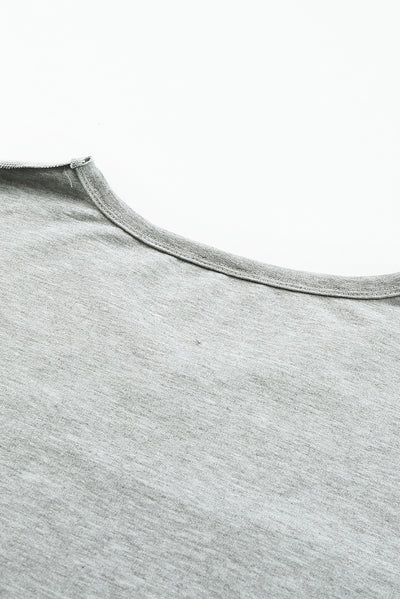 Gray Pocketed Oversized Drop Sleeve Top-Tops-MomFashion