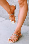 Gold Rhinestone Toe Ring Flat Sandals-Shoes & Bags-MomFashion