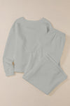 Gray Ultra Loose Textured 2pcs Slouchy Outfit-Loungewear-MomFashion