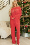 Fiery Red JOLLY Corded Long Sleeve Top and Pockets Pants Set-Two Piece Sets/Pant Sets-MomFashion