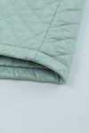 Green Quilted Pocketed Zip-up Cropped Jacket-Outerwear-MomFashion