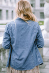 Sky Blue Button-up Long Sleeve Denim Shirt Jacket-Outerwear-MomFashion