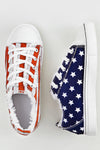 Blue American Flag Lace-up Canvas Flat Shoes-Shoes & Bags-MomFashion