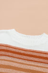 Multicolor Stripe Long Sleeve Round Neck Sweater-Tops-MomFashion