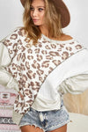 Asymmetrical Leopard Texture Splicing Loose Sweatshirt-Tops-MomFashion