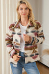 Multicolor Aztec Print Button Up Long Sleeve Jacket-Outerwear-MomFashion