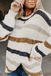 Striped Popcorn Knit Sweater-Tops-MomFashion