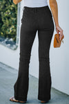 Black Vintage Casual Pocket Flared Jeans-Bottoms-MomFashion