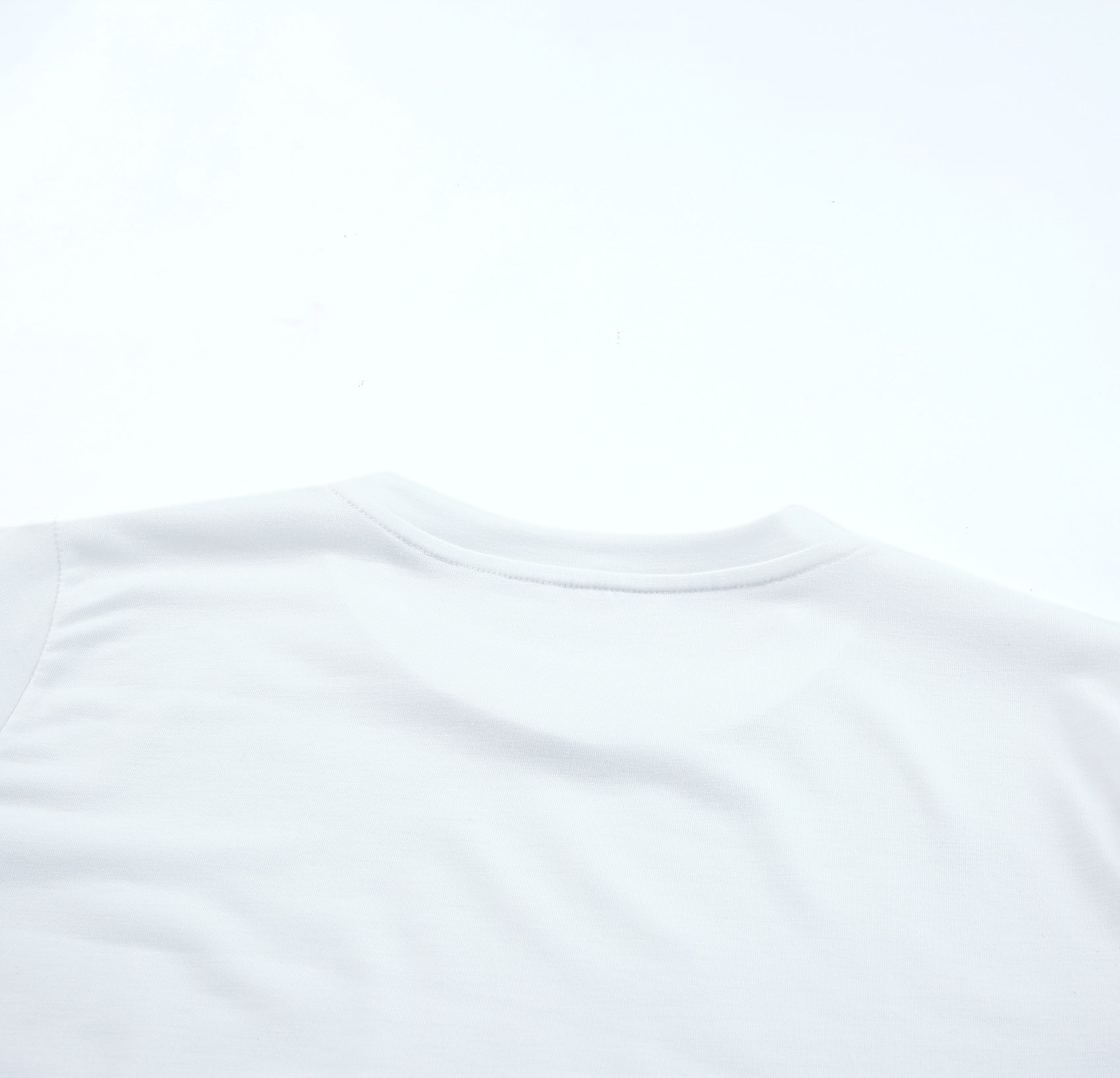 White Solid Color Crew Neck Tee-Tops-MomFashion
