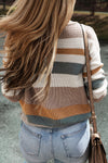 Camel Classic Round Neck Colorblock Knit Sweater-Tops-MomFashion