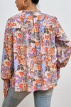 Multicolour Floral Bishop Sleeve Frilled Round Neck Blouse-Tops-MomFashion