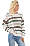 Stripe Crochet Hollow out Knit Sweater-Tops-MomFashion