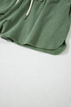 Green Fleece Two-piece Cropped Pullover and Shorts Set-Loungewear-MomFashion