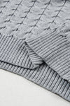 Medium Grey Cable Knit Turtleneck Batwing Sleeve Sweater-Tops-MomFashion