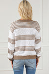 Multicolour Vertical Stripes Two Tones Drop Shoulder Sweater-Tops-MomFashion