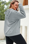 Gray Kangaroo Pockets Quilted Plus Size Hoodie-Plus Size-MomFashion