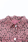 Pink Stars & Animal Spots Print Button Up Denim Shacket-Outerwear-MomFashion