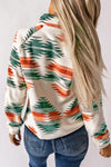 Multicolour Western Aztec Snap Buttoned Fleece Jacket-Outerwear-MomFashion