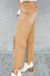 Brown Distressed Hollow-out High Waist Cropped Flare Jeans-Bottoms-MomFashion