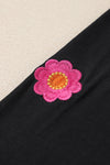 Black Floral Embroidered Puff Sleeve Top-Tops-MomFashion