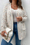 White Rainbow Popcorn Speckles Open Front Cardigan-Tops-MomFashion