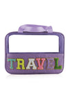 Purple TRAVEL Chenille Letter Clear PVC Makeup Bag-Accessories-MomFashion