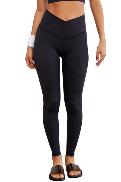 Black Arched Waist Seamless Active Leggings-Activewear-MomFashion