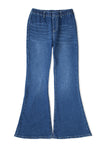 Blue Elastic High Waist Flare Jeans-Bottoms-MomFashion