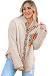 Apricot Leopard Patched Zipped Pocket Fleece Jacket-Outerwear-MomFashion