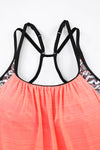 Pink Printed Lined Tankini Swimsuit-Swimwear-MomFashion