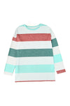 Green Plus Size Colorblock Pullover Top-Plus Size-MomFashion