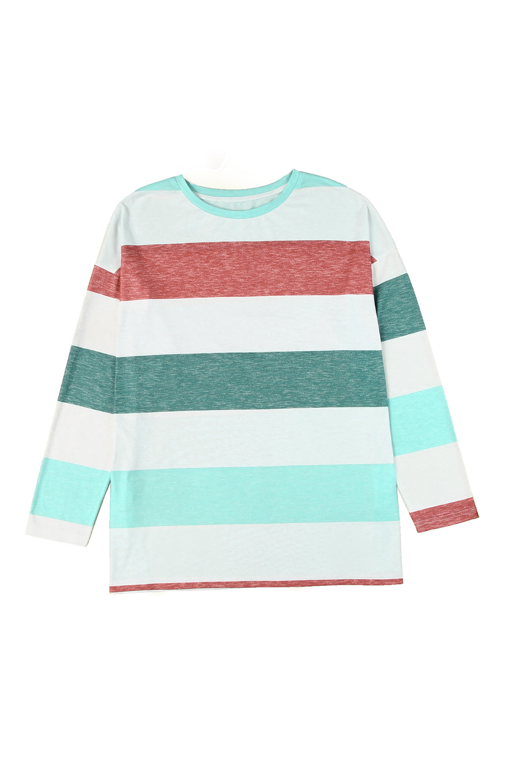 Green Plus Size Colorblock Pullover Top-Plus Size-MomFashion