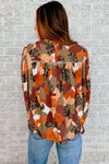 Abstract Printed Long Sleeve Blouse-Tops-MomFashion