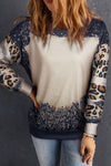 Black Tie Dye Leopard Drop Shoulder Sweatshirt-Tops-MomFashion